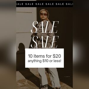SALE!!! 10 items for $20! Anything $10 or less! Over 200 Items!
